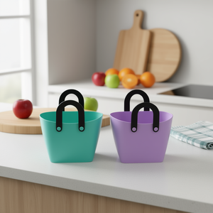 Panier de rangement en plastique élégant avec poignées pour l'organisation de la maison, design rectangulaire coloré, portable et durable, 11,8x8,3x12,6 - Product Image 2