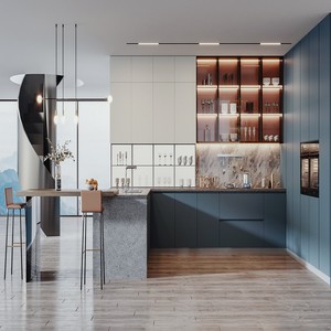 Mueble <span class=keywords><strong>de</strong></span> Cocina Personalizado para Toda la Casa, <span class=keywords><strong>Isla</strong></span> Multifuncional con Botellero, Soporte para Copas, Enfriador <span class=keywords><strong>de</strong></span> Vino, Madera Maciza <span class=keywords><strong>de</strong></span> Roble Moderna Resistente al Agua - Product Image 5