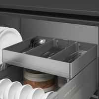 Panier de rangement double à demi-sortie en aluminium 6063-T5 de qualité supérieure, profondeur 450 mm, fermeture douce et silencieuse, antirouille, pour armoire