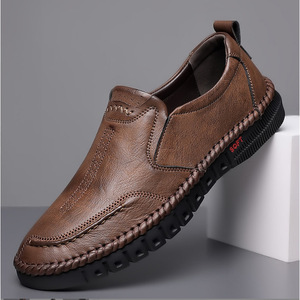 Mocasines Casuales de Cuero para Hombre, Color Marrón Sólido, Zapatos de Ocio de Cuero Suave - Product Image 1