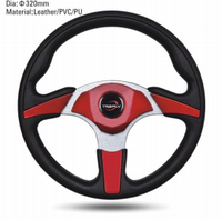 Setir Balap Universal Hitam Merah PVC/PU/Kulit Diameter 320/350mm untuk Audi Volkswagen Porsche