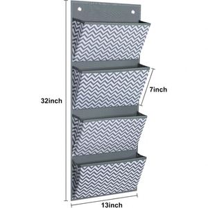 4 Pocket Hanging Wall Organizer, Over Door Wall Mount Fabric File <b>Holder</b> for Office Supplies Mail Letter <b>Document</b> Storage` - Product Image 4