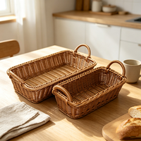 Panier à fruits et en-cas en rotin PP tressé, fait main, écologique, de qualité alimentaire, avec poignées, facile à nettoyer, pour la décoration de la maison, de la cuisine et de la table