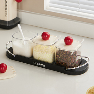 Creamy <b>Spice</b> <b>Jar</b> Set With Lid And Spoon For Kitchen Storage M Size - Product Image 4