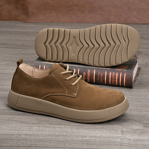 Chaussures décontractées pour hommes en cuir véritable à lacets, bout rond, semelle extérieure en caoutchouc, semelle intermédiaire EVA confortable pour le printemps - Product Image 2