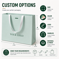 Sacs en papier kraft personnalisés avec longues poignées Ccpack, vert menthe de luxe, épaisseur 1 mm, poignée en ruban écologique, sac de shopping, sac cadeau pour la vente au détail