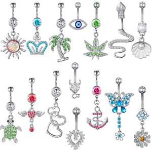 Piercing all'Ombelico in Titanio e Acciaio Inossidabile, Molteplici Stili, Personalizzabili - Product Image 2