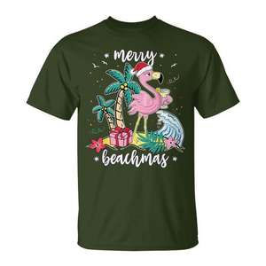 Camiseta para mujer Merry Beachmas Flamingo Christmas - Product Image 1