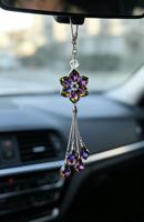 Desain Baru Bunga Gantungan Kaca Spion Berhiaskan Kristal Rhinestone Lotus Dekorasi Mobil Kreatif