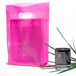 Sac à provisions en plastique avec logo personnalisé en usine OEM sac de transport boutique pliable et réutilisable poignée découpée prix de gros direct - Product Image 3