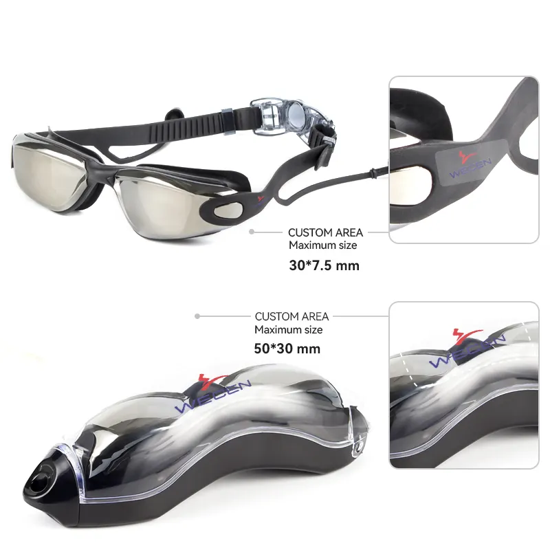 موضة جديدة تصميم متقدم مخصص نظارات السباحة عالية الجودة صديقة للبيئة السلامة سيليكون للماء الكبار