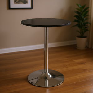 Tavolo da Pranzo Rotondo Spectrum da 28 Pollici Nero con Gambe Cromate Stile Pub Arredamento Moderno per la Casa - Product Image 2