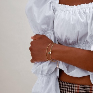 New Fashion Anklet 925 <b>Sterling</b> <b>Silver</b> Plated with 14K Gold Pearl Turquoise <b>Charm</b> <b>Bracelet</b> - Product Image 2