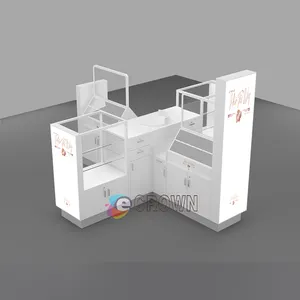 China Factory Outlet Cosmetics Showcase Multi-layer Solid Wood Paint Beauty Salon Showcase Perfume Shop Display Cabinet OEM