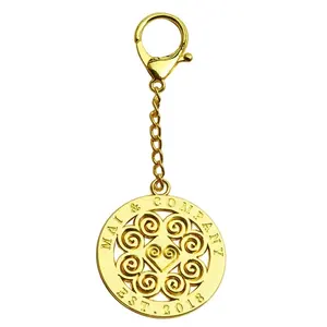 High Quality Zinc Alloy Custom logo tag Gold Metal Keychain for bag