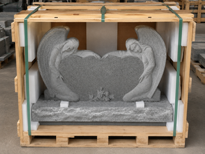 Monumentos de ángeles esculpidos en granito gris Union Stone, lápidas de ángeles, monumentos personalizados - Product Image 5