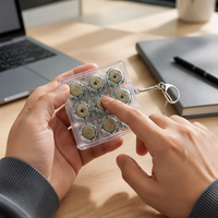 Porte-clés testeur de commutateur de clavier mécanique translucide Butterfly 9 Grid Keycap