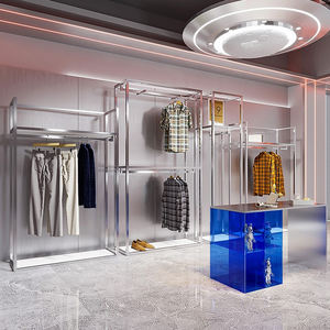 High-End Roestvrijstalen <span class=keywords><strong>Titanium</strong></span> A4 Vloer-Tot-Vloer Display Rack Voor Heren-En Dameskleding Speciale Winkel Display Plank - Product Image 5