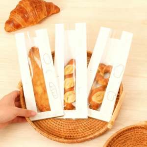 Sac en papier kraft anti-graisse personnalisé, biodégradable, pour cadeaux, mariage, nourriture, baguette, croissant, avec fenêtre transparente - Product Image 5