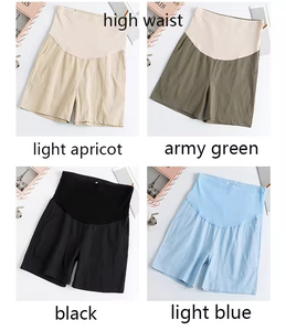 Shorts de maternité d'été en coton et chanvre, taille haute et taille basse, patchwork, coupe large, confortables - Product Image 2