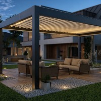 Pergola bioclimatique imperméable électrique en aluminium avec toit à lames orientables, pergola en aluminium pour jardin extérieur, gazebo pour patio, protection solaire