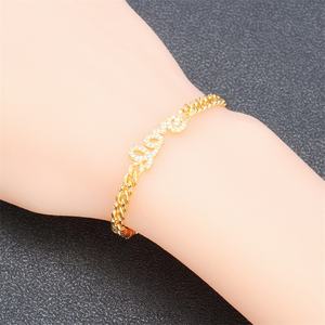 Wholesale 24K Gold Plated Brass <b>Bracelet</b> Bangle Beautiful Design with Zirconia Stones Fashion Charm for Women and Girls - Product Image 5