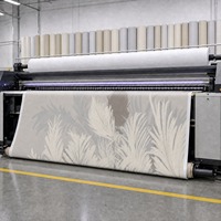 Papier peint mural personnalisé en toile huilée, motif herbe de la pampa, feuilles beige neutres