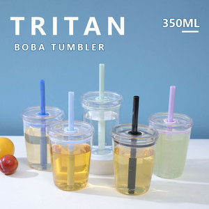 Shang Kou Ai Tritan Straw Cup 350ml Transparent Bpa Free Travel Water Bottle - Product Image 3