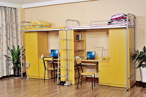 छात्र स्कूल बिस्तर विश्वविद्यालय के लिए सीढ़ियों के साथ अपार्टमेंट फर्नीचर स्टील फ्रेम डबल मचान बिस्तर छात्रावास - Product Image 4