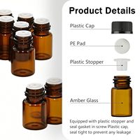 Lot de 100 flacons en verre ambré multi-tailles avec étiquettes et couvercles noirs, rechargeables, pour échantillons d'huiles essentielles et d'aromathérapie