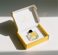 Boîte d'emballage en carton personnalisée avec logo jaune, parfum, haute qualité, impression complète, livraison, emballage, boîtes d'expédition