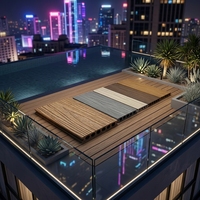 Nouveau design de terrasse en WPC solide, antidérapant, brossé, composite co-extrudé, imperméable, revêtement de sol extérieur