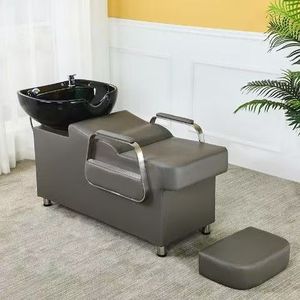 Chaise de Barbier en Bois Noir de Luxe et de Haute Qualité, Équipement de Salon de Beauté avec Unité de Lavage en Céramique et Fonction Massage – Approvisionnement Direct Usine - Product Image 2