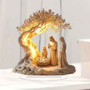 KOMI Figurine de la Sainte Famille de 7,9 pouces, Décoration de bureau, Arbre de Vie de la Nativité, Jésus Nouveau-né, Artisanat de table, Cadeau MC25090514 KOMI 7,9 pouces H - Product Image 2