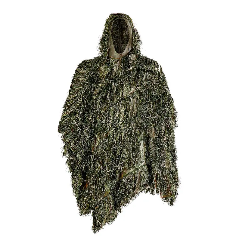 カスタムメイドのギリースーツポンチョ狩猟用バードウォッチジリーカモフラージュマントグリーンミリタリータクティカルスーツ