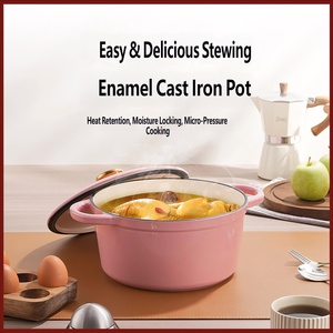 Olla de Hierro Fundido Esmaltado con Tapa, Color Rosa Chifón, <span class=keywords><strong>para</strong></span> Cocina, Restaurante, Guisos, Sopas y Estofados - Product Image 3