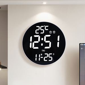 Reloj Despertador Electrónico Digital LED Redondo de 10.6 Pulgadas con Temperatura Ambiente, Calendario, Función de Repetición, Cuenta Regresiva/Ascendente, Control Remoto, Decoración para Hogar y Oficina - Product Image 5