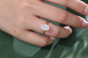 Anillo de Compromiso de Oro Amarillo de 14K con Diamantes de Laboratorio en Forma de Huevo, Regalos de Boda y Banquete, Joyería Personalizada de Lujo de Alta Gama para Mujer - Product Image 3