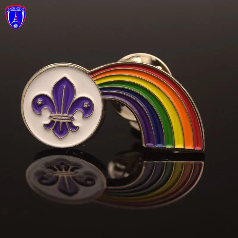 Hot Sales Safety Pride In Scouting Pin Frauen Emaille Pin Regenbogen für Charms Sets Hard Soft Custom Emaille Pin mit Schmetterlings verschluss