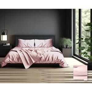 BRIGHT LINE - Set Letto Matrimoniale in Raso di Cotone Rosa - Product Image 1