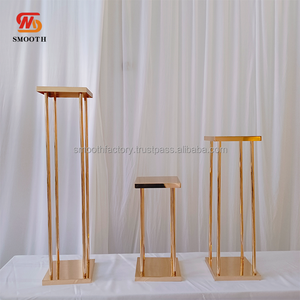 Support à fleurs rectangulaire de luxe en acier inoxydable doré, support d'exposition de haute qualité, support à fleurs pour décoration d'événements, élégant et lisse - Product Image 5