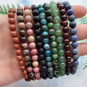 กำไลข้อมือลูกปัดกลมสีรุ้งออบซิเดียนธรรมชาติ6มม. สำหรับทุกเพศสร้อยข้อมือยืดได้สำหรับผู้ชายและผู้หญิง - Product Image 5