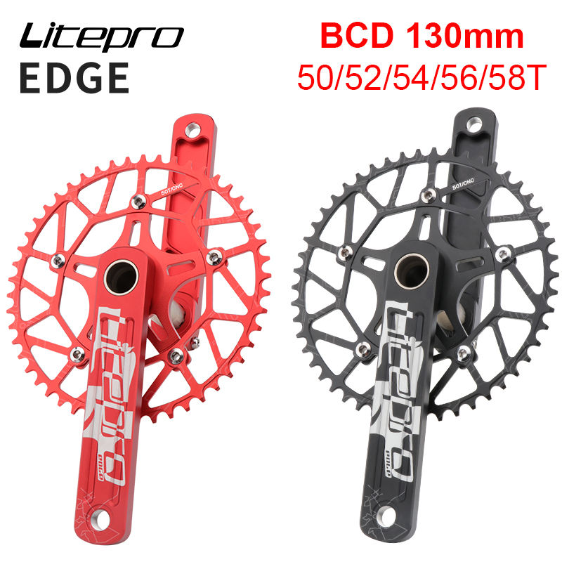 For Litepro EDGE 170mm BMX Folding Bike Crankset with 412 Modified BCD  50/52/54/56/58T Single Chain Ring 130mm Bicycle Chainwhee