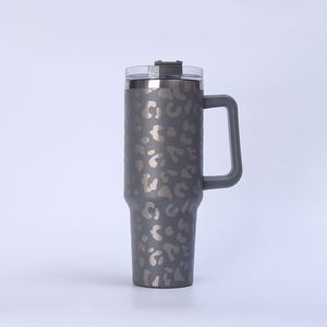 Hot Sale Custom 40 Oz Modern Stainless Steel Vacuum Double Wall Leopard Print Tumbler <b>Straw</b> Camping 6-12 Hours Thermal Boiling - Product Image 2