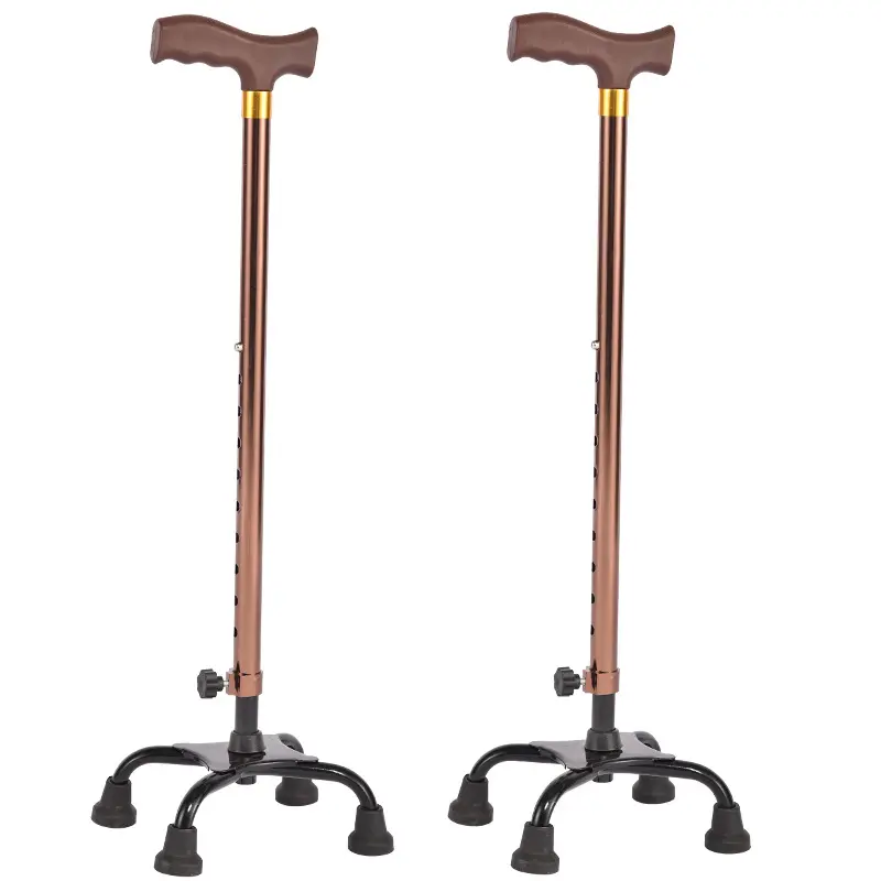 Medical Wholesale Suppliers Height Adjustable Four Legs Walking Sticks Canes for Elderly for Hiking Bronze CN;HEB Carton 620g