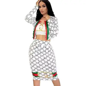 Brand women's clothing sexy skirt and top set for women designer clothes famous brands lounge wear 3 piece set women