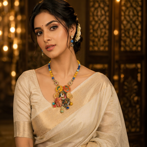 Arya Digital Ethnic Women's Necklace Earrings Ring Set Resin Pendant Gold Plated Zinc Alloy Jewelry <b>Wedding</b> Fashion <b>Accessories</b> - Product Image 1