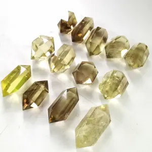 Citrine DT批发天然石英水晶黄水晶双端晶点水晶塔治疗