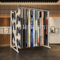 Présentoir de tapis en métal à feuilles mobiles, support de sol amovible, porte-échantillons de tapis détachable pour magasins et expositions