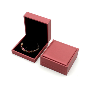 XINYUAN BGE-01 <b>Square</b> Flip Jewelry Box Magnetic Closure Eco-Friendly Rigid Cardboard Matte Wine Red PU Leather Lining Black - Product Image 1